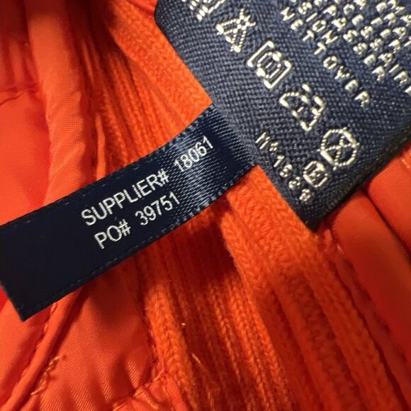 Ralph Lauren Sport Equestrian Crest Quilted Vest Orange Tan Suede Trim Womens SM - Picture 13 of 14